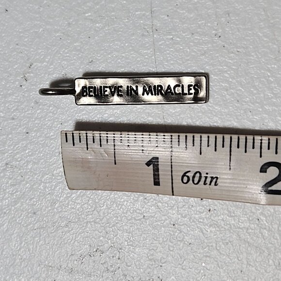 Believe In Miracles Silver Toned Rectangular Pendant Charm Inspirational Jewelry - Picture 4 of 4